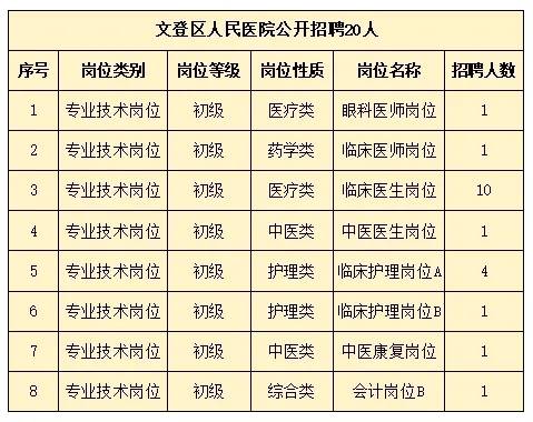 2024年文登區(qū)人民醫(yī)院公開(kāi)招聘 20人！